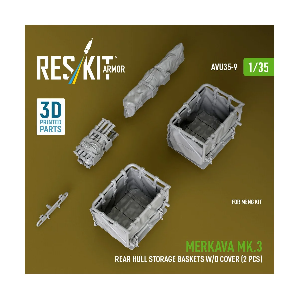 Merkava Mk.3 rear hull storage baskets w/o cover (2 pcs) for Meng k...