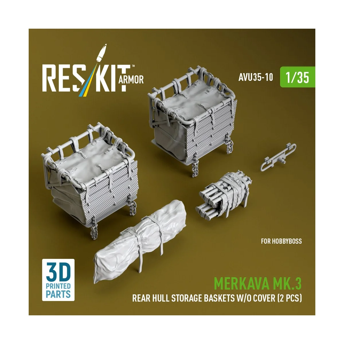 Merkava Mk.3 rear hull storage baskets w/o cover (2 pcs) for HobbyB... Merkava Mk.3 rear hull storage baskets w/o cover (2 pcs) for HobbyB...