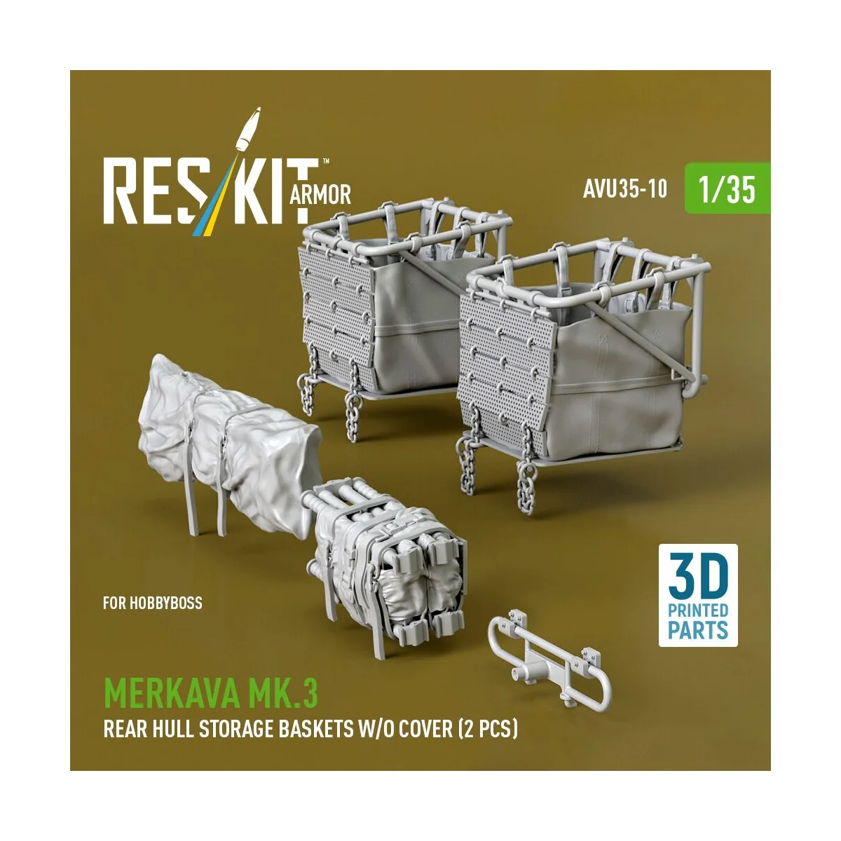 Merkava Mk.3 rear hull storage baskets w/o cover (2 pcs) for HobbyB... Merkava Mk.3 rear hull storage baskets w/o cover (2 pcs) for HobbyB...