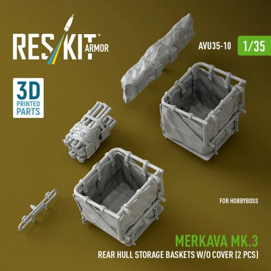 Merkava Mk.3 rear hull storage baskets w/o cover (2 pcs) for HobbyB... Merkava Mk.3 rear hull storage baskets w/o cover (2 pcs) for HobbyB...