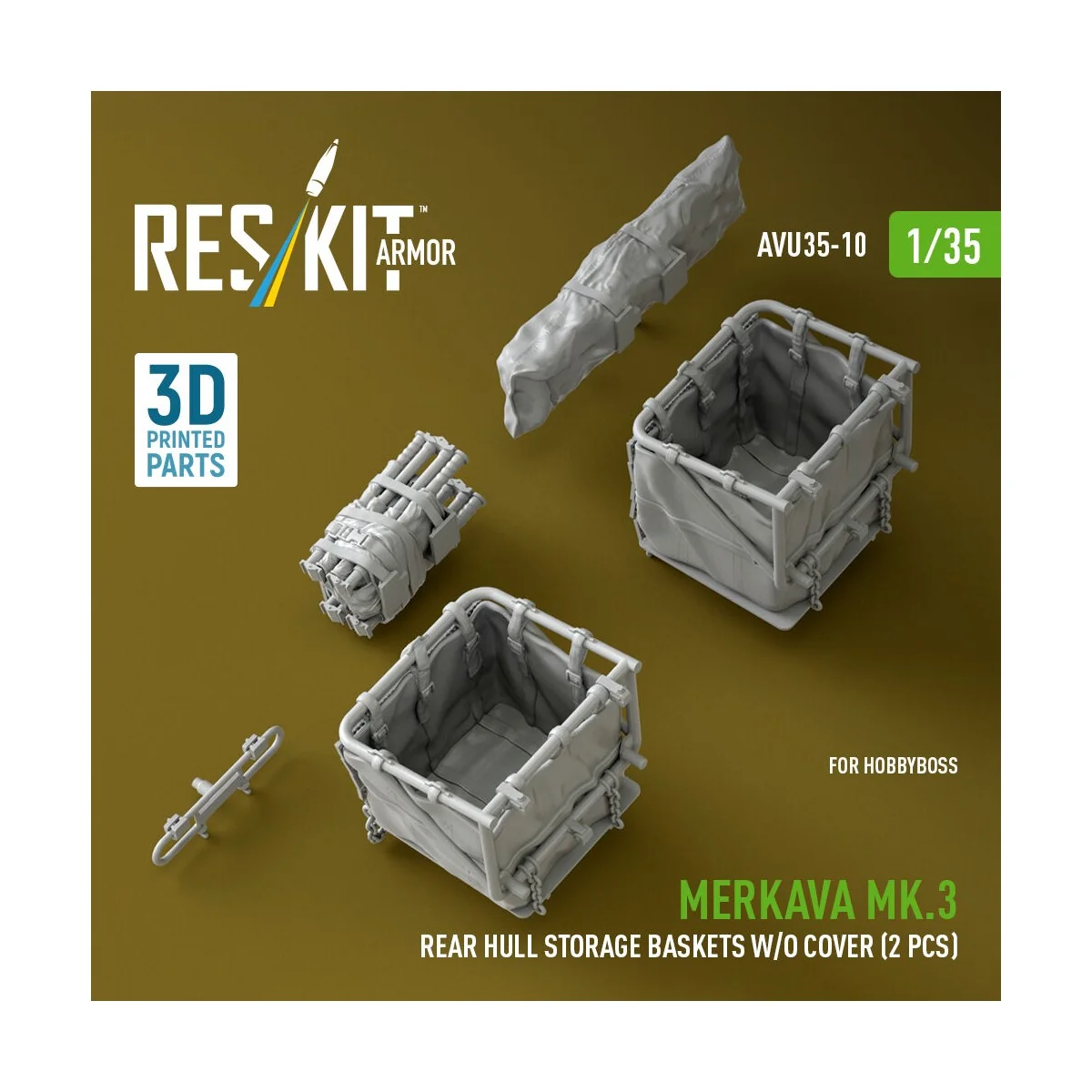 Merkava Mk.3 rear hull storage baskets w/o cover (2 pcs) for HobbyB...