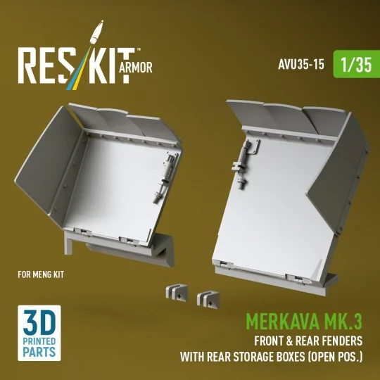 Merkava Mk.3 front & rear fenders with rear storage boxes (open pos...