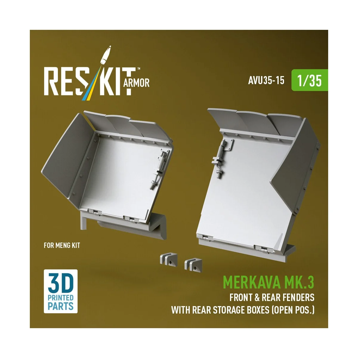 Merkava Mk.3 front & rear fenders with rear storage boxes (open pos...