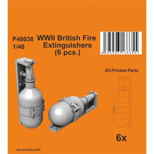 WWII British Fire Extinguishers (6 pcs.), 1/48 - CMK 129-P48038 WWII British Fire Extinguishers (6 pcs.), 1/48 - CMK 129-P48038