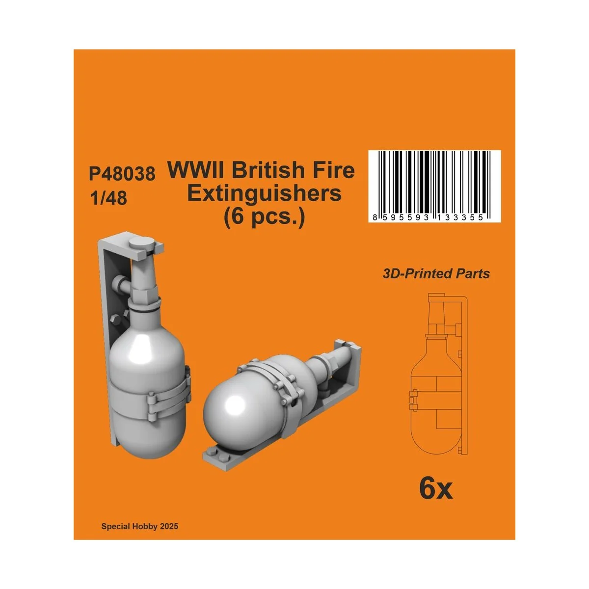 WWII British Fire Extinguishers (6 pcs.), 1/48 - CMK 129-P48038 WWII British Fire Extinguishers (6 pcs.), 1/48 - CMK 129-P48038