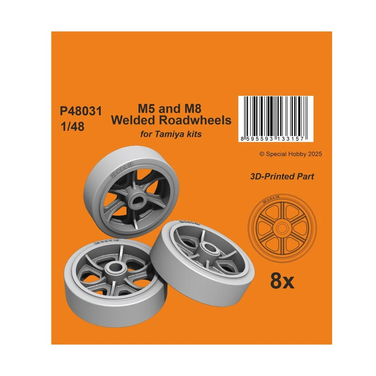 M5 and M8 Welded Roadwheels for Tamiya, 1/48 - CMK 129-P48031 M5 and M8 Welded Roadwheels for Tamiya, 1/48 - CMK 129-P48031