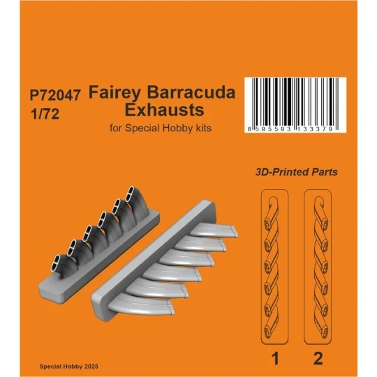 Fairey Barracuda Exhausts for Special Hobby, 1/72 - CMK 129-P72047 Fairey Barracuda Exhausts for Special Hobby, 1/72 - CMK 129-P72047