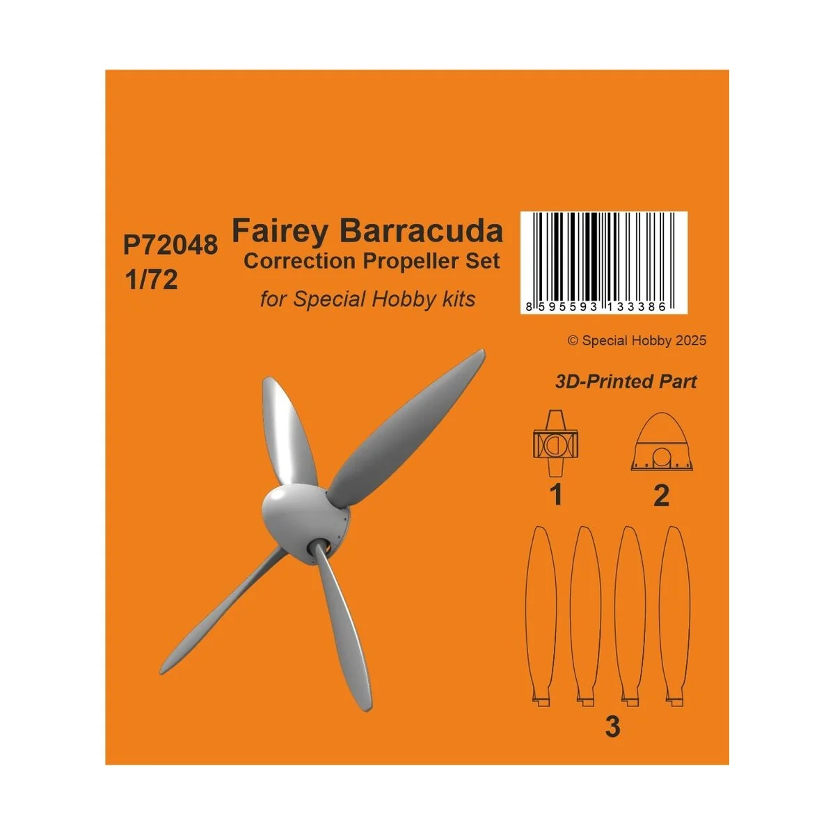 Fairey Barracuda Correction Propeller Set for Special Hobby, 1/72 -...