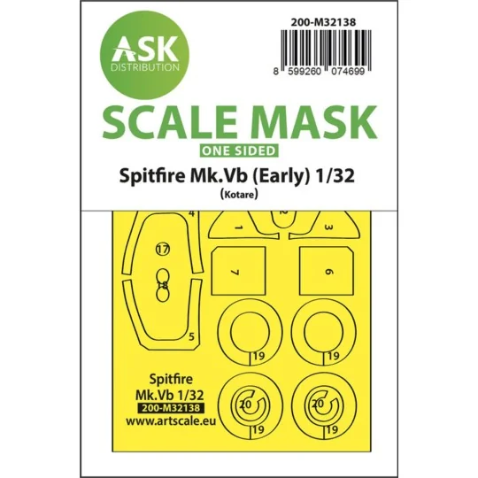 Spitfire Mk.Vb one-sided express fit and self adhesive mask for Kot... Spitfire Mk.Vb one-sided express fit and self adhesive mask for Kot...