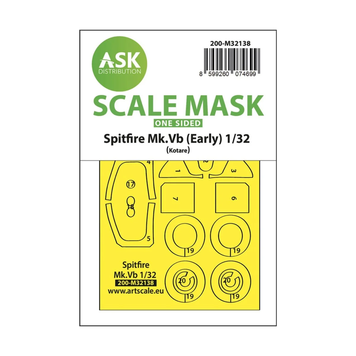 Spitfire Mk.Vb one-sided express fit and self adhesive mask for Kot... Spitfire Mk.Vb one-sided express fit and self adhesive mask for Kot...