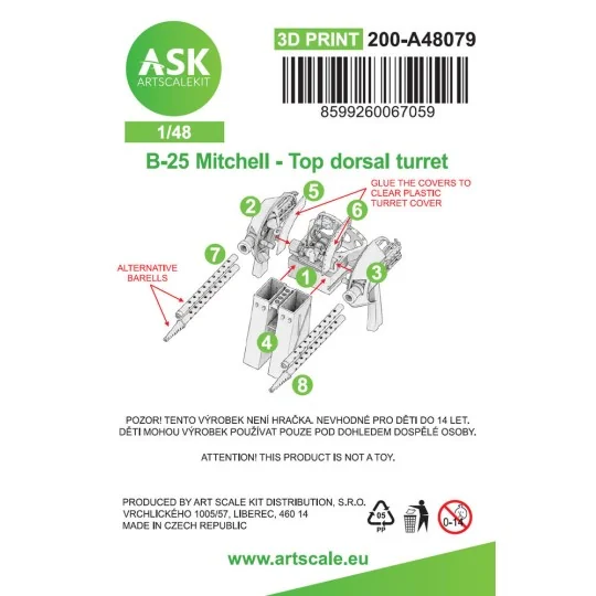 B-25 Mitchell Top Dorsal turret - gun set for HK Model, 1/48 - Art ...