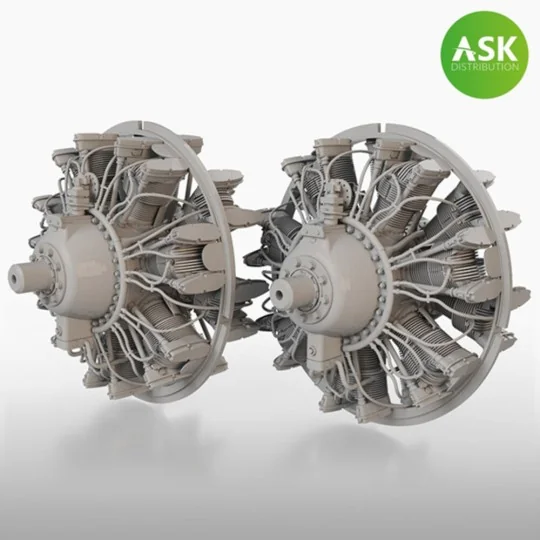 B-25 Mitchell - 2 pc. Engines Wright R-2600 for HK Model, 1/48 - Ar... B-25 Mitchell - 2 pc. Engines Wright R-2600 for HK Model, 1/48 - Ar...