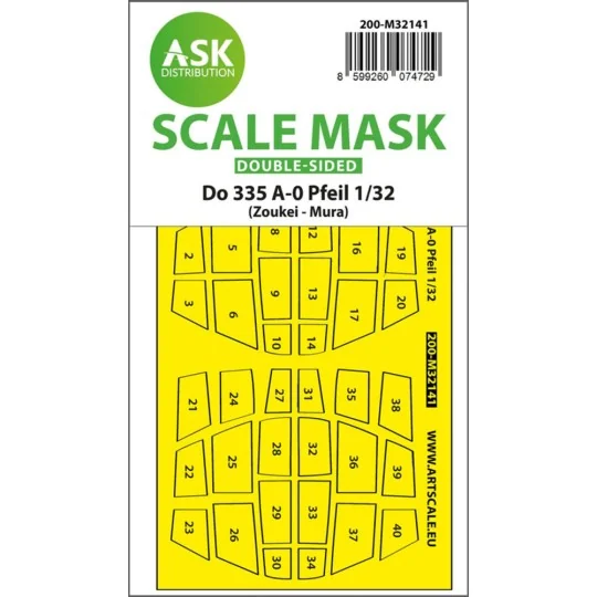 Dornier Do 335A-0 Pfeil double-sided mask for Zoukei Mura, 1/32 - A... Dornier Do 335A-0 Pfeil double-sided mask for Zoukei Mura, 1/32 - A...