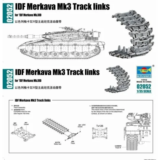 IDF Merkava Mk3 Track links, 1/35 - Trumpeter 02052 IDF Merkava Mk3 Track links, 1/35 - Trumpeter 02052