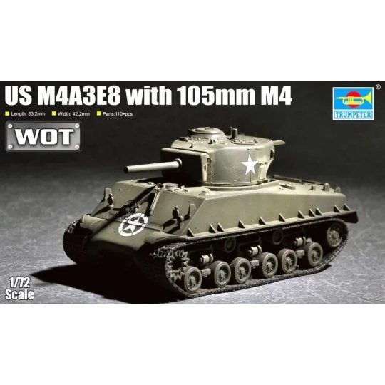US M4A3E8 with 105mm M4, 1/72 - Trumpeter 07168