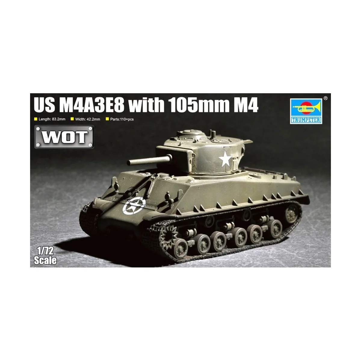 US M4A3E8 with 105mm M4, 1/72 - Trumpeter 07168