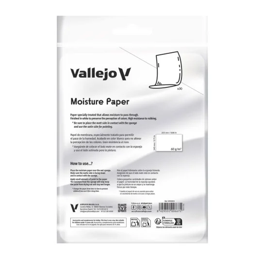 30 Sheets of moisture paper (225 x 145 mm) 60gr - Vallejo B90003 30 Sheets of moisture paper (225 x 145 mm) 60gr - Vallejo B90003