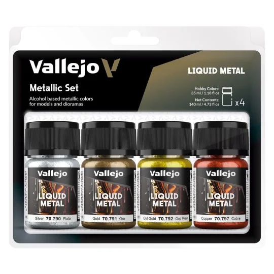 Alcoholbased Metallic Set Gold (2), Silver & Copper 35 ml - Vallejo...