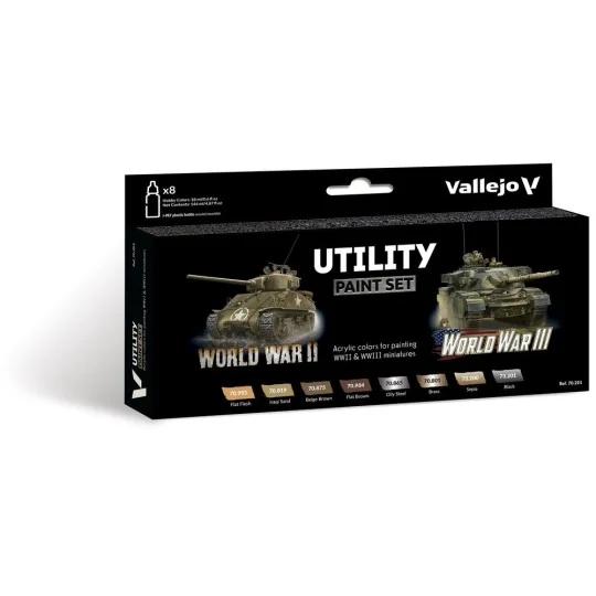 Model Color: Utility Paint Set WWII & WWIII 18 ml - Vallejo 70201 Model Color: Utility Paint Set WWII & WWIII 18 ml - Vallejo 70201