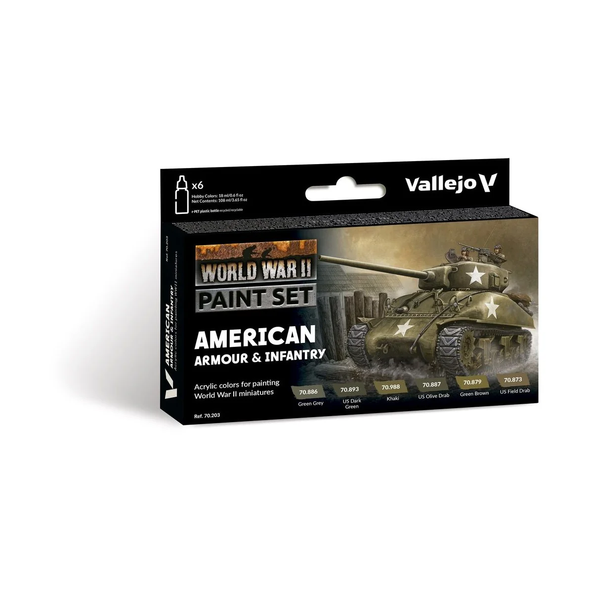 Model Color: American Armour & Infantry 18 ml - Vallejo 70203 Model Color: American Armour & Infantry 18 ml - Vallejo 70203