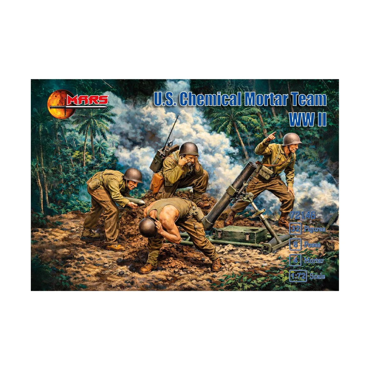 WWII U.S. Chemical mortar team, 1/72 - Mars Figures MS72146 WWII U.S. Chemical mortar team, 1/72 - Mars Figures MS72146