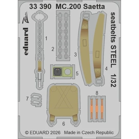MC.200 Saetta seatbelts STEEL for Italeri, 1/32 - Eduard Accessorie...