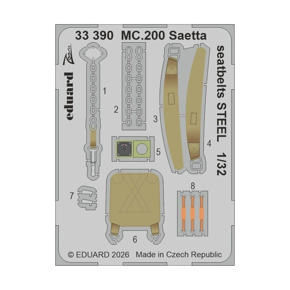 MC.200 Saetta seatbelts STEEL for Italeri, 1/32 - Eduard Accessorie...