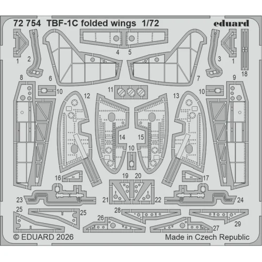 TBF-1C folded wings for Hobby Boss, 1/72 - Eduard Accessories 72754 TBF-1C folded wings for Hobby Boss, 1/72 - Eduard Accessories 72754