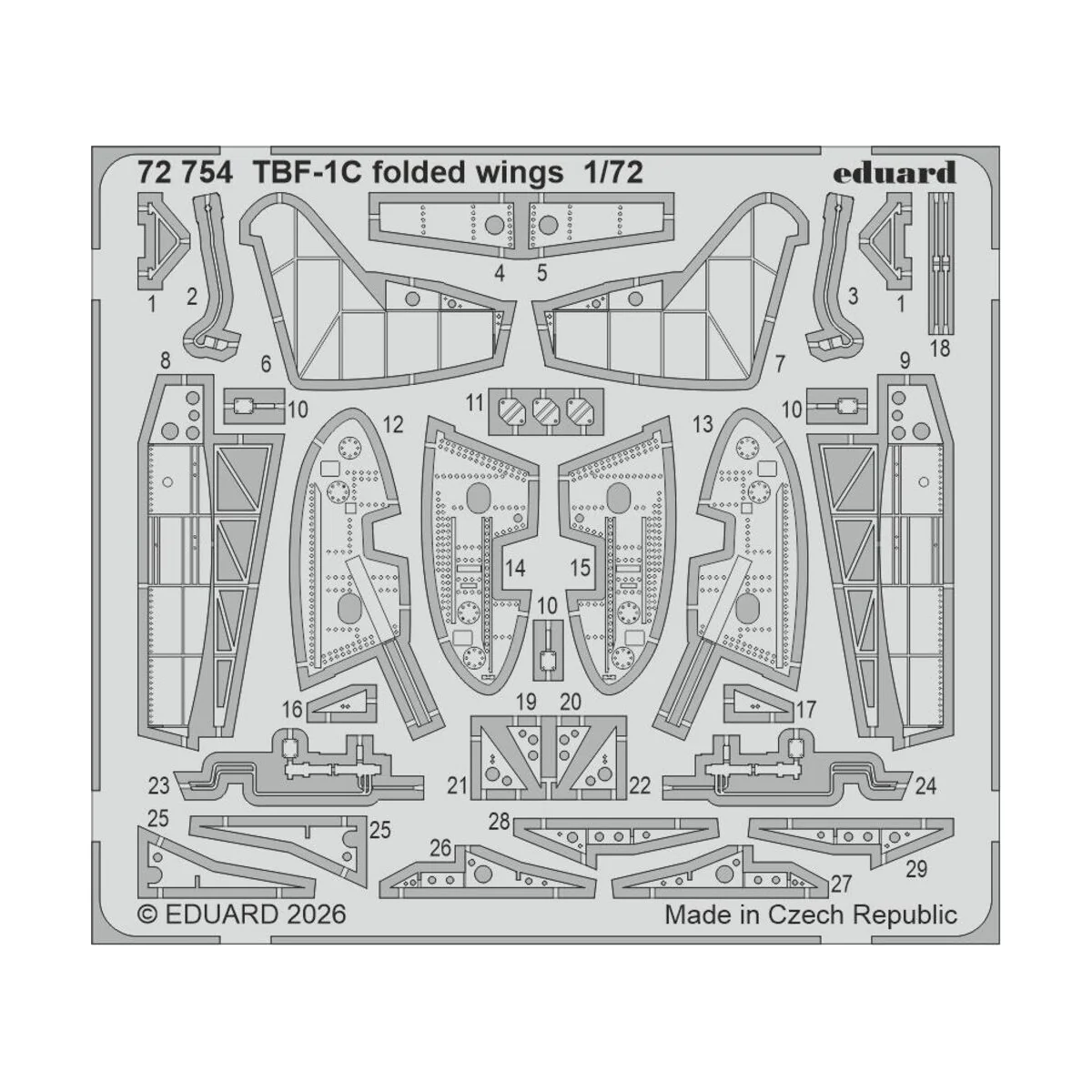 TBF-1C folded wings for Hobby Boss, 1/72 - Eduard Accessories 72754 TBF-1C folded wings for Hobby Boss, 1/72 - Eduard Accessories 72754
