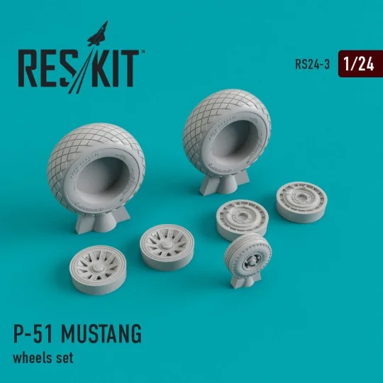 P-51 Mustang wheels set, 1/24 - ResKit Models RS24-0003