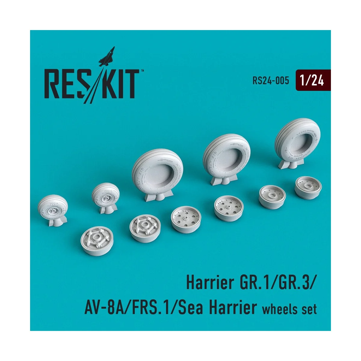 Harrier GR.1/GR.3/AV-8A/FRS.1/Sea Harrier wheels set 1/24 - ResKit ...