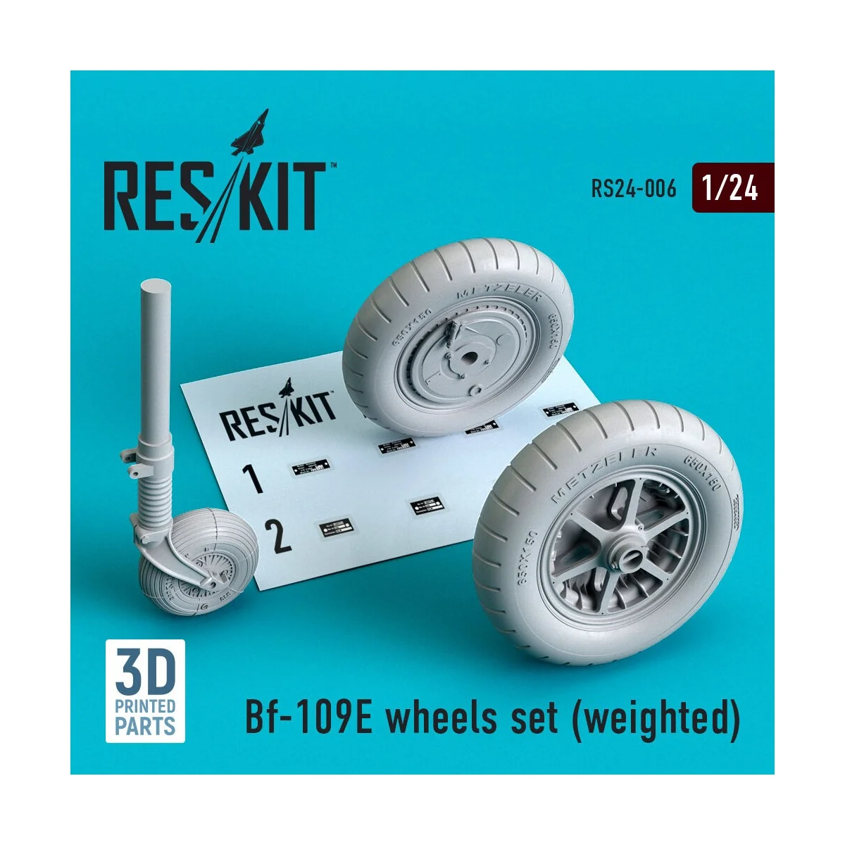 Bf-109E wheels set (weighted), 1/24 - ResKit Models RS24-0006
