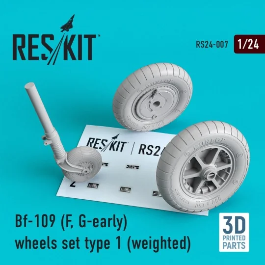 Bf-109 (F, G-early) wheels set type 1 (weighted) 1/24 - ResKit Mode...