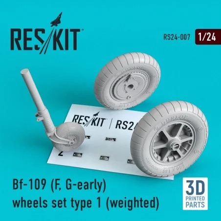 Bf-109 (F, G-early) wheels set type 1 (weighted), 1/24 - ResKit Mod...