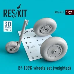 Bf-109K wheels set (weighted), 1/24 - ResKit Models RS24-0011