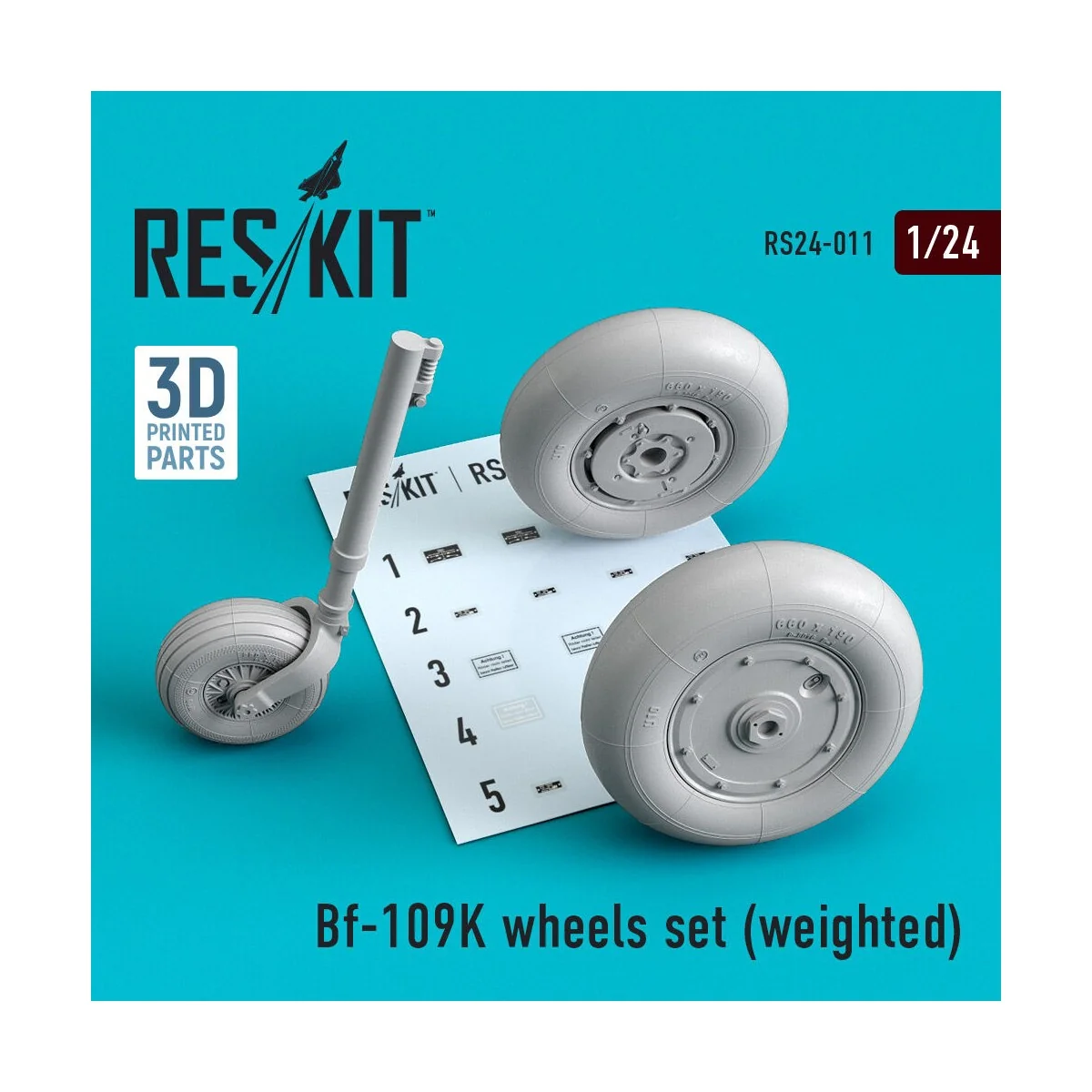 Bf-109K wheels set (weighted), 1/24 - ResKit Models RS24-0011 Bf-109K wheels set (weighted), 1/24 - ResKit Models RS24-0011