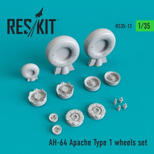 AH-64 Apache type 1 wheels set, 1/35 - ResKit Models RS35-0012 AH-64 Apache type 1 wheels set, 1/35 - ResKit Models RS35-0012