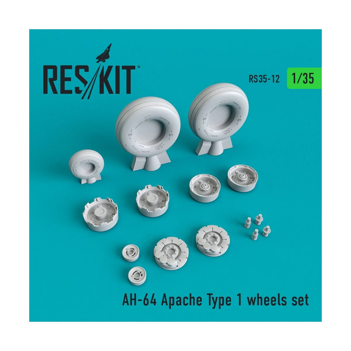 AH-64 Apache type 1 wheels set 1/35 - ResKit Models RS35-0012