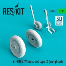 Bf-109G Wheels set type 2 (weighted), 1/35 - ResKit Models RS35-0032