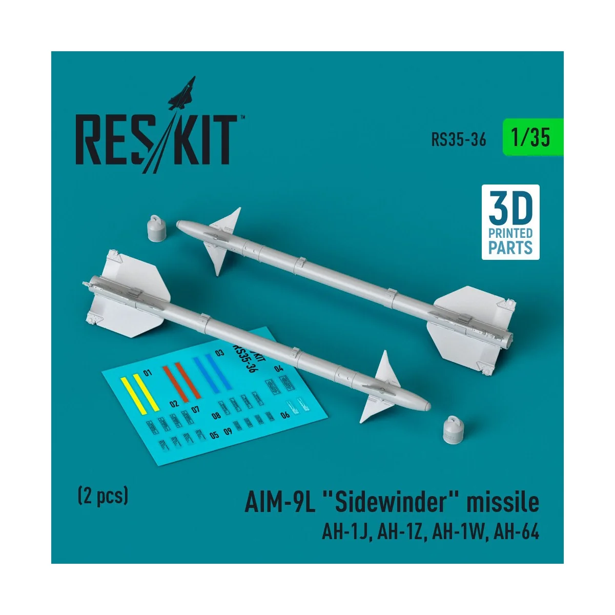 AIM-9L Sidewinder missile (AH-1J, AH-1Z, AH-1W, AH-64) (2 pcs) (3D ...