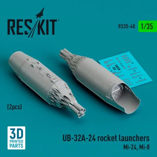 UB-32A-24 rocket launchers (2 pcs) (Mi-24, Mi-8) (3D Printed) 1/35 ...
