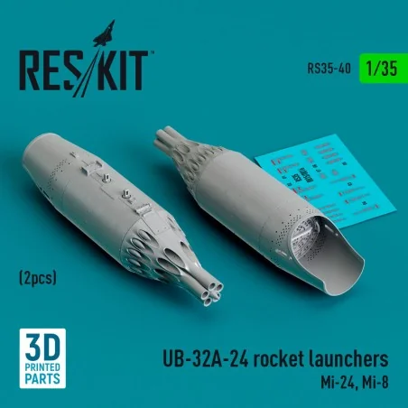 UB-32A-24 rocket launchers (2 pcs) (Mi-24, Mi-8) (3D Printed), 1/35...