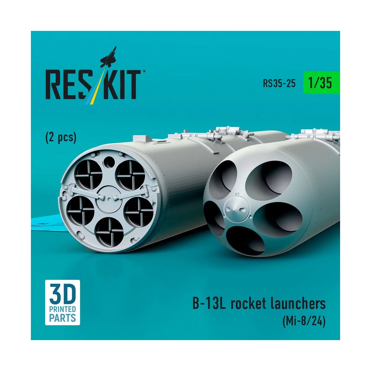 B-13L rocket launchers (2 pcs) (Mi-8/24) (3D printed), 1/35 - ResKi... B-13L rocket launchers (2 pcs) (Mi-8/24) (3D printed), 1/35 - ResKi...
