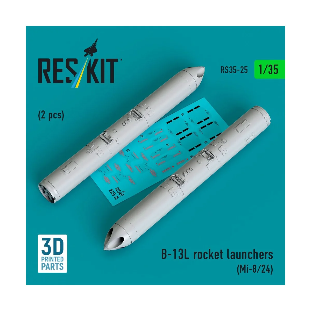B-13L rocket launchers (2 pcs) (Mi-8/24) (3D printed), 1/35 - ResKi... B-13L rocket launchers (2 pcs) (Mi-8/24) (3D printed), 1/35 - ResKi...
