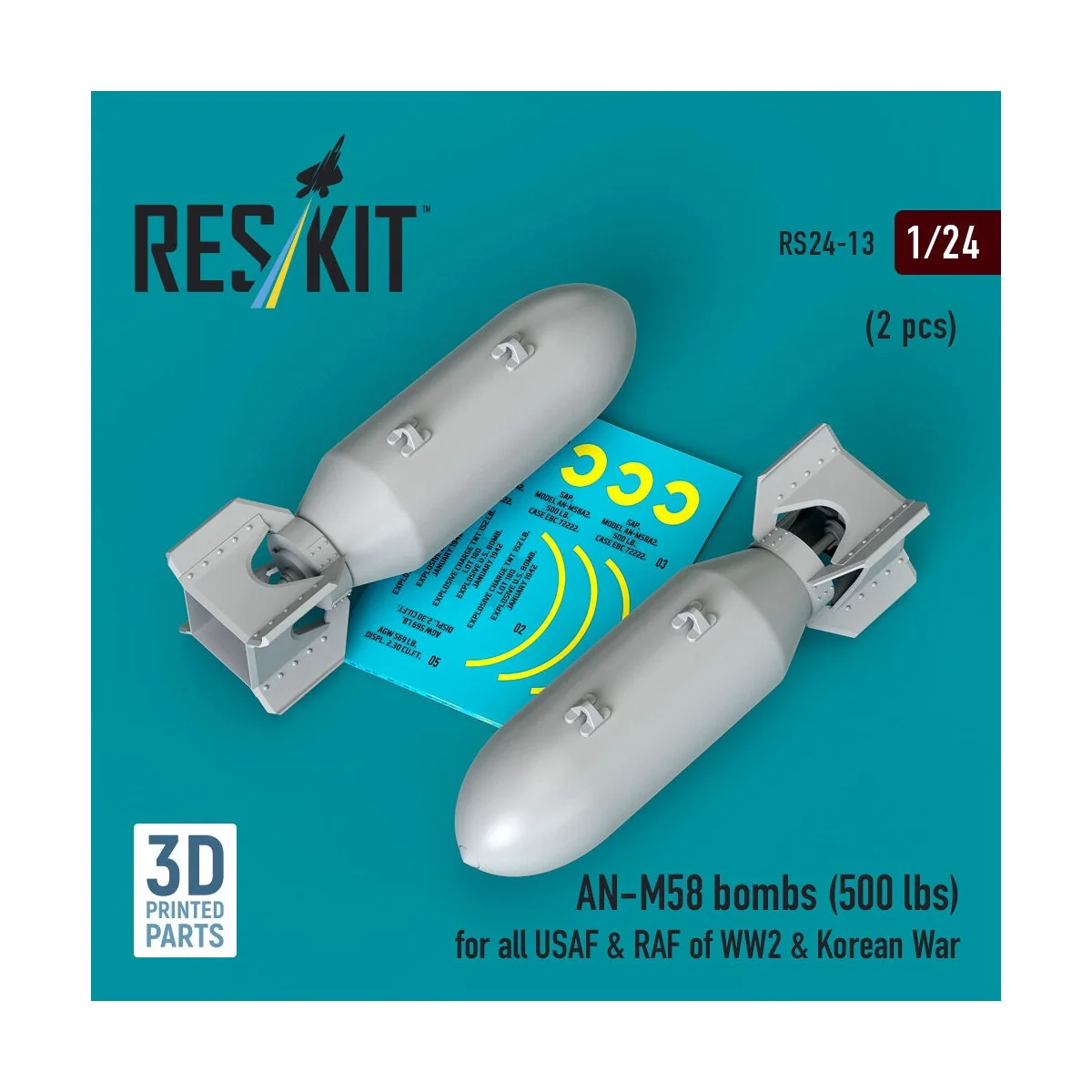 AN-M58 bombs (500 lbs) for all USAF & RAF of WW2 & Korean War (2 pc...