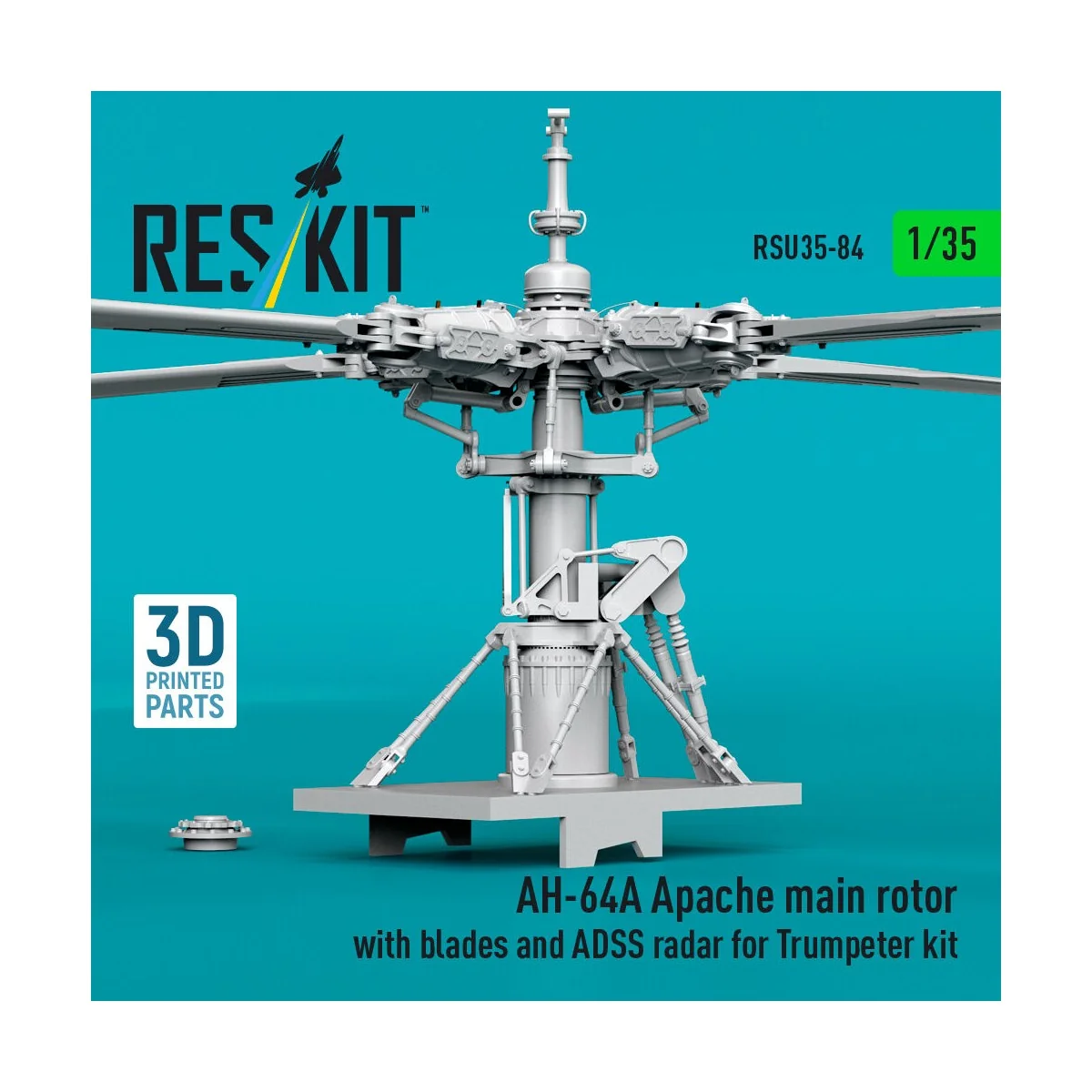 AH-64A Apache main rotor with blades and ADSS radar for Trumpeter k...