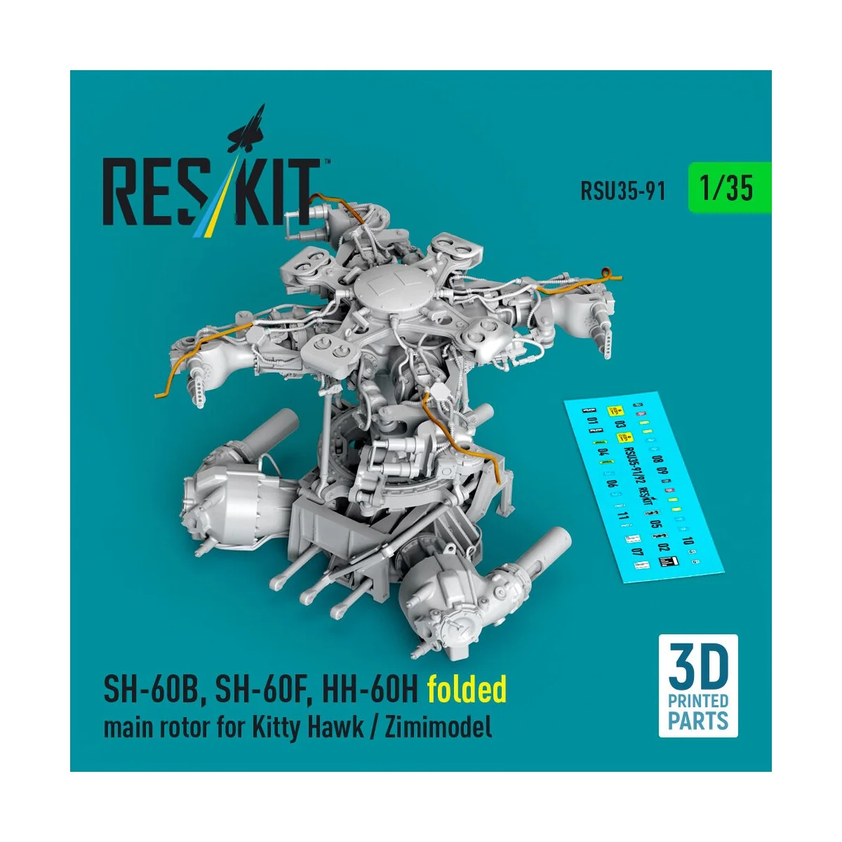 SH-60B, SH-60F, HH-60H folded main rotor for Kitty Hawk / Zimimodel...