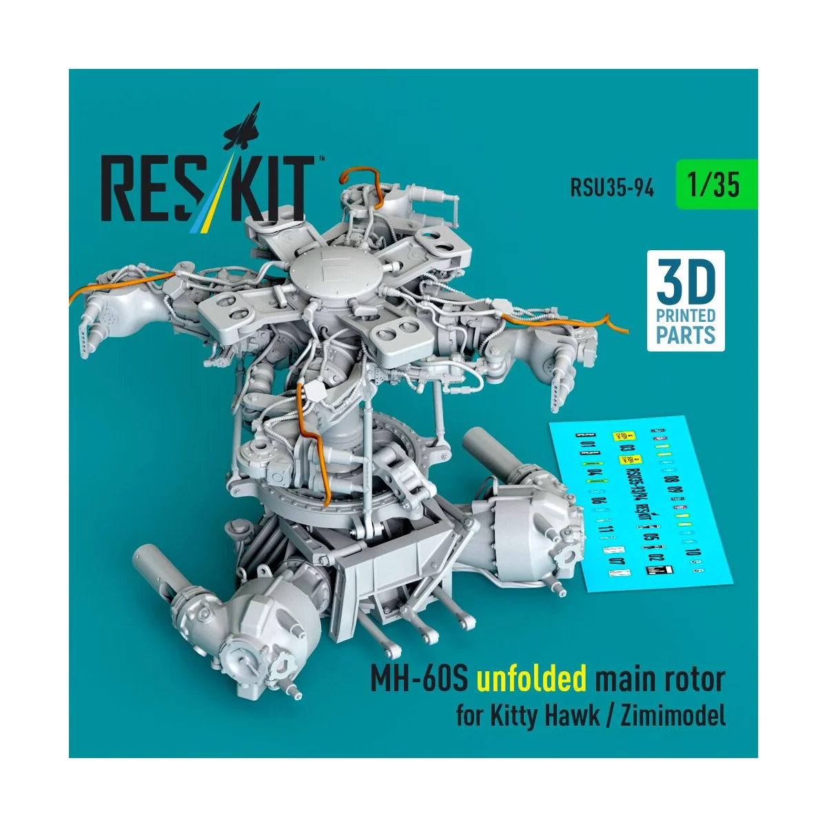MH-60S unfolded main rotor for Kitty Hawk / Zimimodel (3D Printed) ...