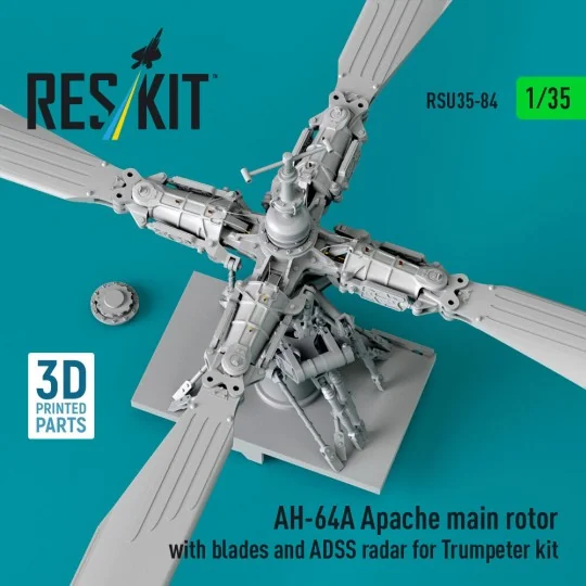 AH-64A Apache main rotor with blades and ADSS radar for Trumpeter k...