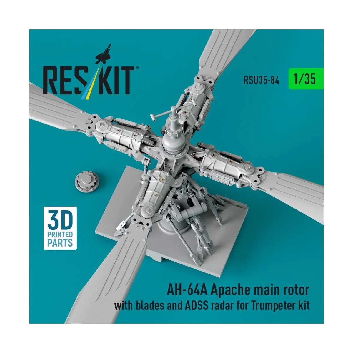 AH-64A Apache main rotor with blades and ADSS radar for Trumpeter k...